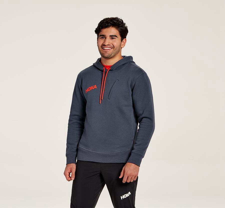 Hoodie Mens - Hoka One One Performance - Blue - MLARYSU-23